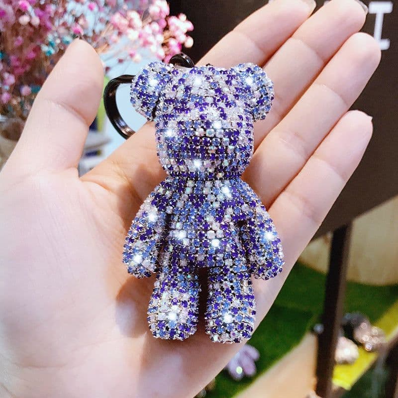 image-Korean fashion diamond-studded bear doll keychain men's and women's cute car key chain bag pendant wholesale
