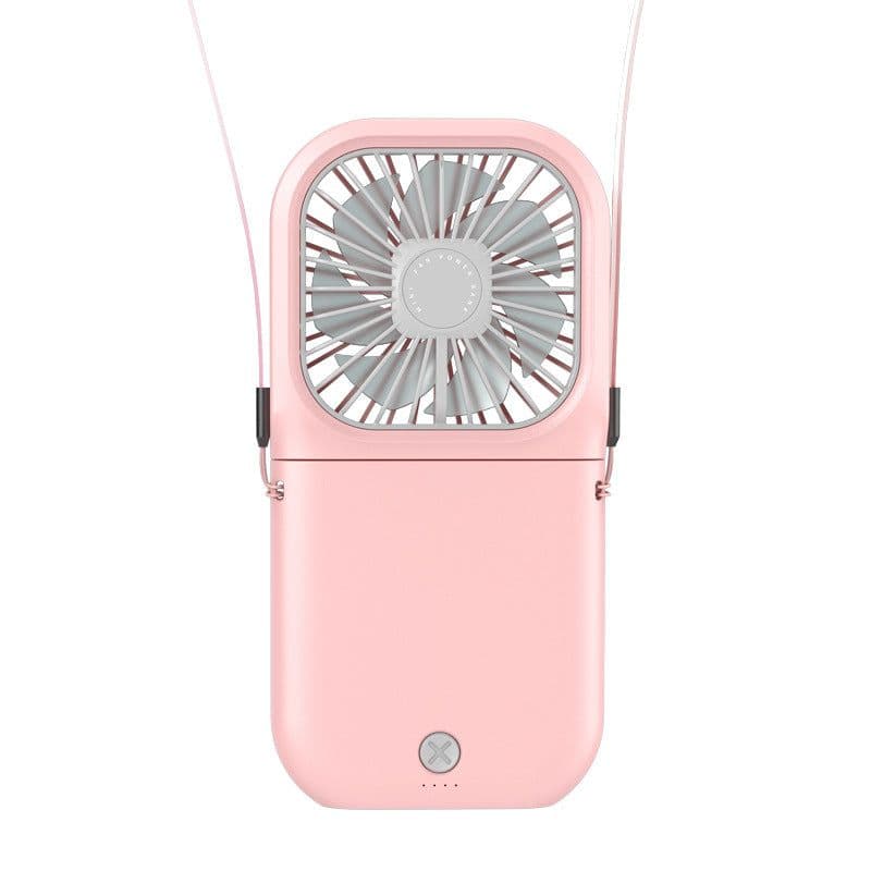 image-New USB ultra-thin private model folding hanging neck fan handheld charging treasure desktop bracket mute mini fan