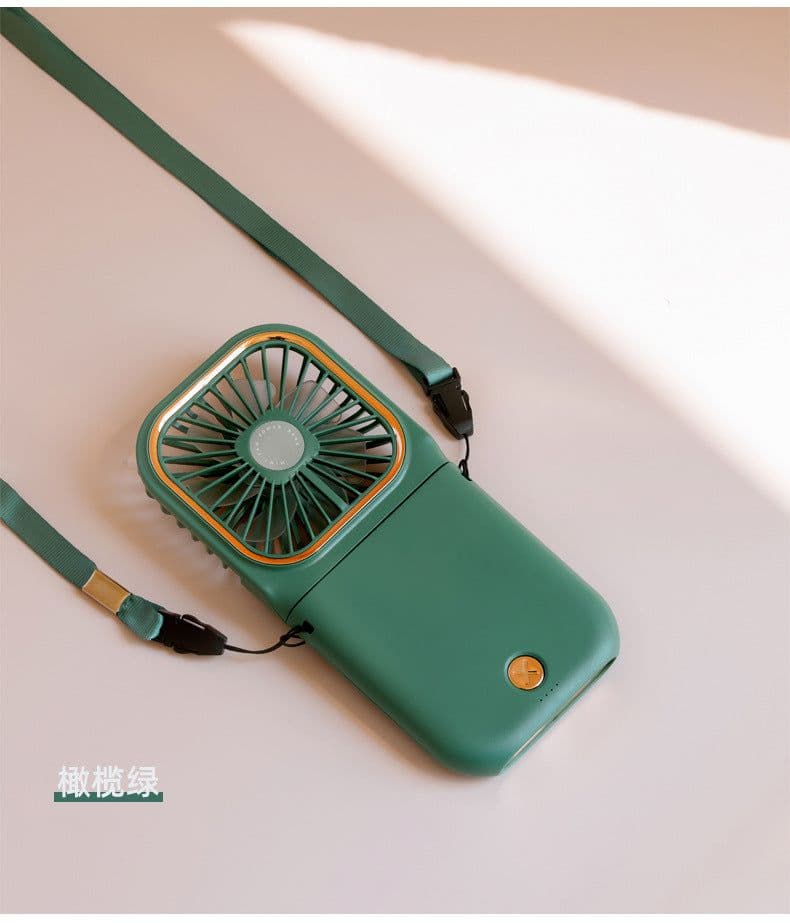 image-New USB ultra-thin private model folding hanging neck fan handheld charging treasure desktop bracket mute mini fan