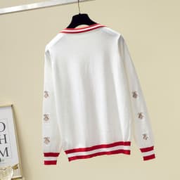 image-Early autumn new style bee embroidery thin ice silk commuter sweater small fragrance wind top coat sweater tide cardigan women