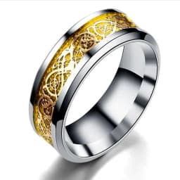 image-Cross-border popular accessories Titanium steel stainless steel dragon pattern ring couples European and American fashion men's rings wholesale
