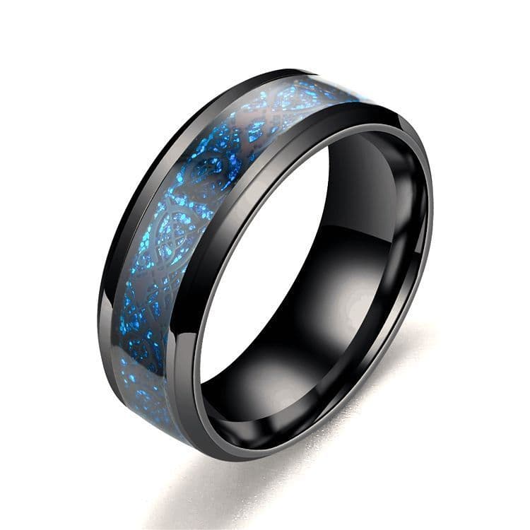 image-Cross-border popular accessories Titanium steel stainless steel dragon pattern ring couples European and American fashion men's rings wholesale