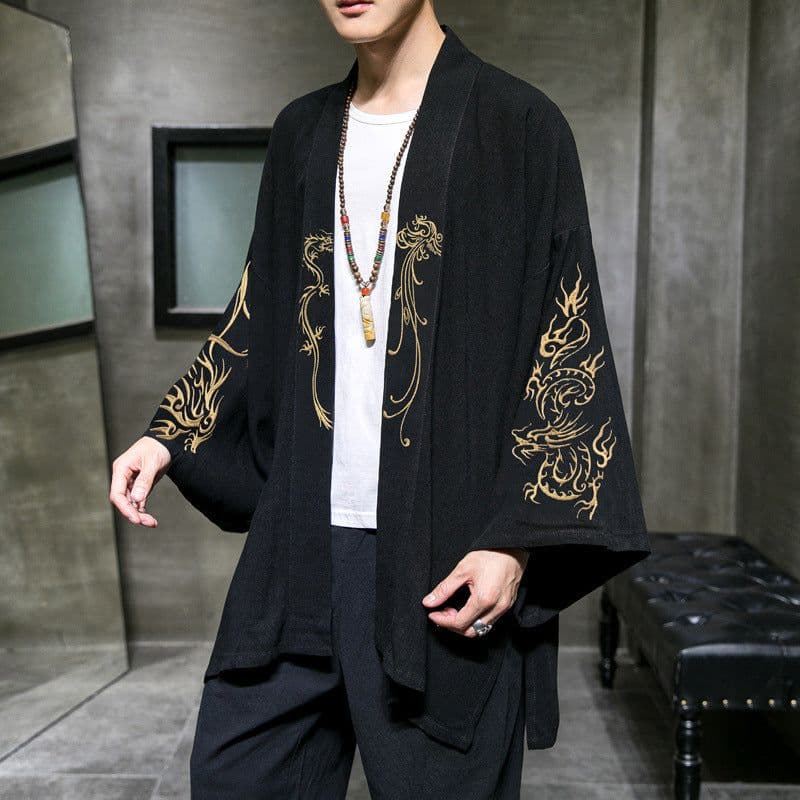 image-2022 spring and summer new Chinese style Hanfu top men's embroidered ancient style Tang suit Taoist robe large size loose coat