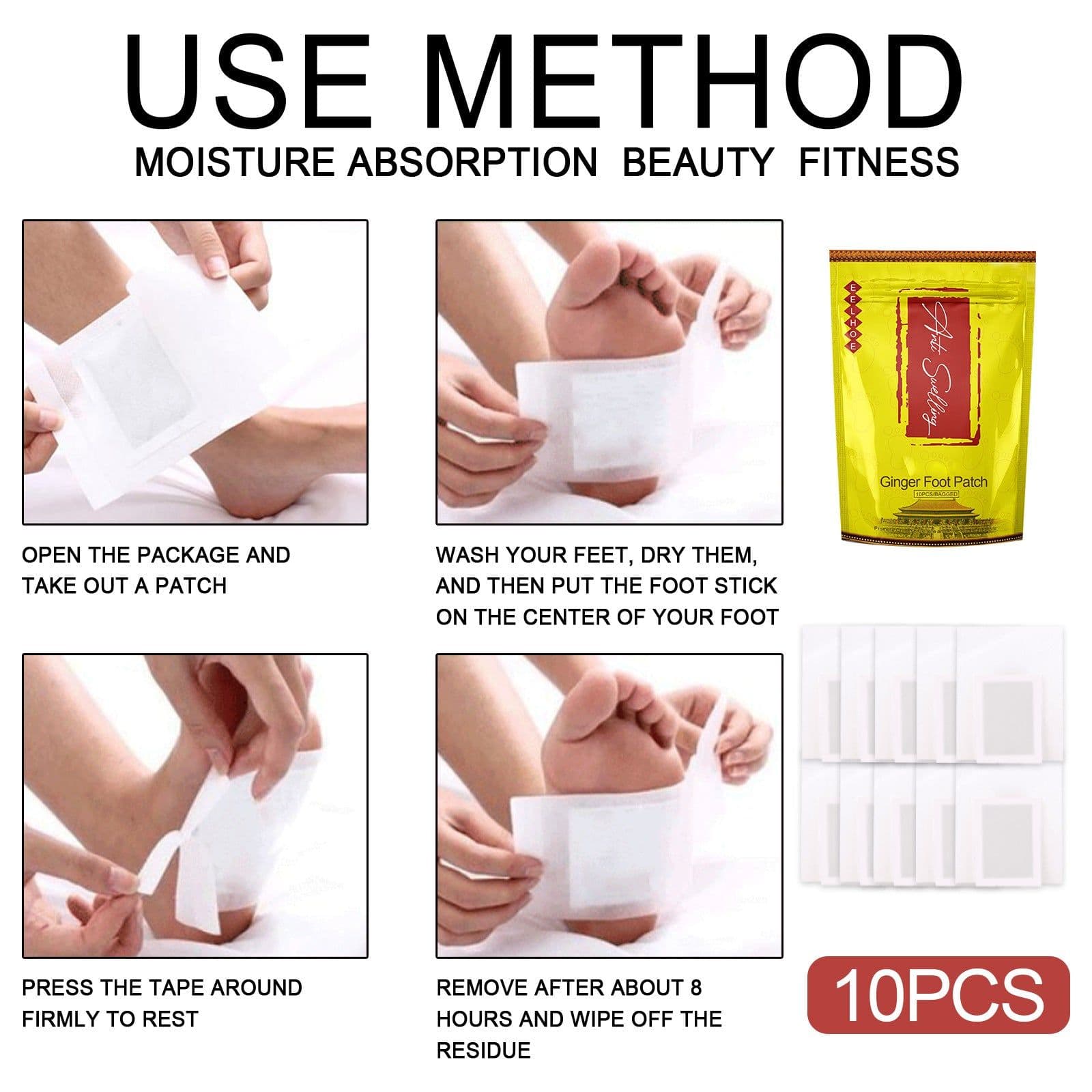 image-EELHOE Tongluo Foot Patch Shu Meridian Tongluo Sleep Health Ginger Disperse Wetness and Cold Body Care Patch