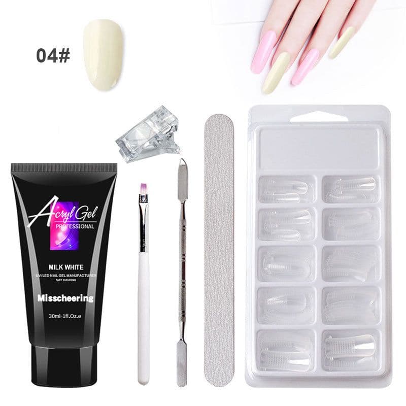 image-Cross-border painless extension glue nail manicure paper-free tray fast extension crystal model painless crystal glue set