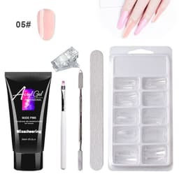image-Cross-border painless extension glue nail manicure paper-free tray fast extension crystal model painless crystal glue set