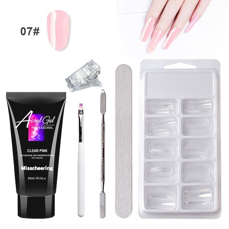 image-Cross-border painless extension glue nail manicure paper-free tray fast extension crystal model painless crystal glue set