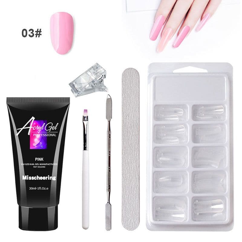 image-Cross-border painless extension glue nail manicure paper-free tray fast extension crystal model painless crystal glue set