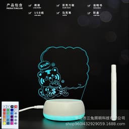 image-3D lamp bottom luminous acrylic board handwritten message board 3D night light can erase office memo 3D desk lamp