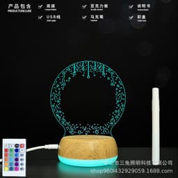 image-3D lamp bottom luminous acrylic board handwritten message board 3D night light can erase office memo 3D desk lamp