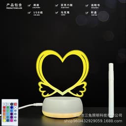 image-3D lamp bottom luminous acrylic board handwritten message board 3D night light can erase office memo 3D desk lamp