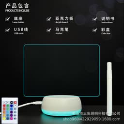 image-3D lamp bottom luminous acrylic board handwritten message board 3D night light can erase office memo 3D desk lamp
