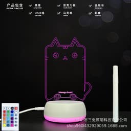 image-3D lamp bottom luminous acrylic board handwritten message board 3D night light can erase office memo 3D desk lamp