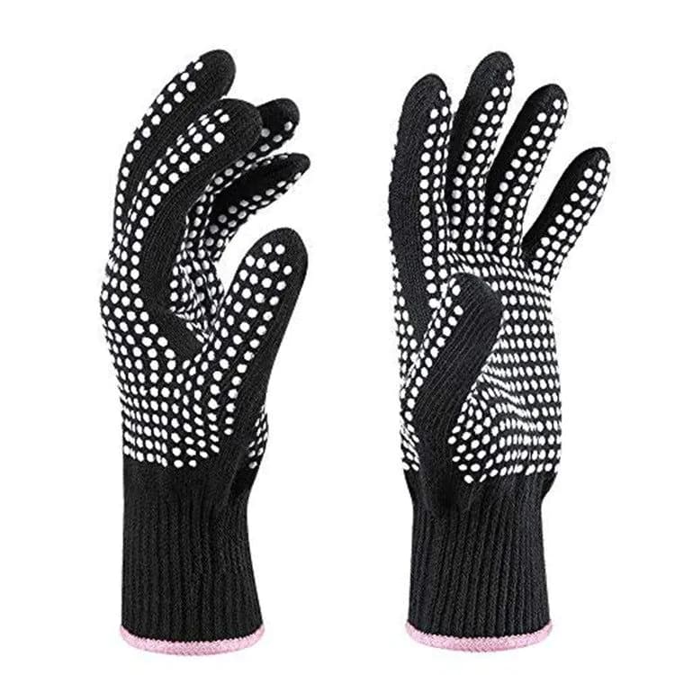 image-Hairdressing silicone dot beads heat insulation anti-scalding gloves 300 degrees perm curling stick curling hair straightener straight hair comb
