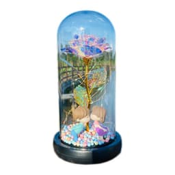 image-Gold foil rose glass cover led luminous doll immortal flower Valentine's day gift mother's day creative decoration