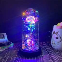 image-Gold foil rose glass cover led luminous doll immortal flower Valentine's day gift mother's day creative decoration