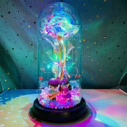 image-Gold foil rose glass cover led luminous doll immortal flower Valentine's day gift mother's day creative decoration