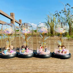 image-Gold foil rose glass cover led luminous doll immortal flower Valentine's day gift mother's day creative decoration