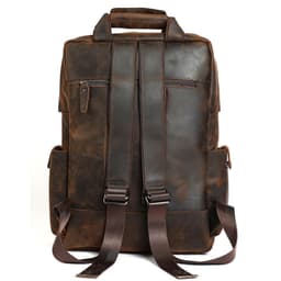 image-Backpack retro crazy horse leather men's bag European and American men's large capacity outdoor travel 17 inch computer backpack manufacturer