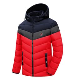 image-Cross-border Amazon spot men's cotton clothes winter new warm men's cotton clothes color matching hooded detachable cotton clothes