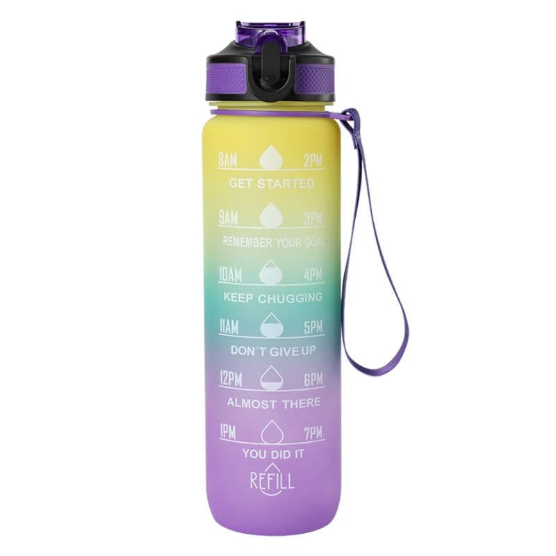 image-Cross-border explosion model gradient color frosted plastic cup outdoor large-capacity sports straw water cup time scale cup wholesale