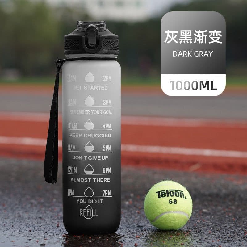 image-Cross-border explosion model gradient color frosted plastic cup outdoor large-capacity sports straw water cup time scale cup wholesale