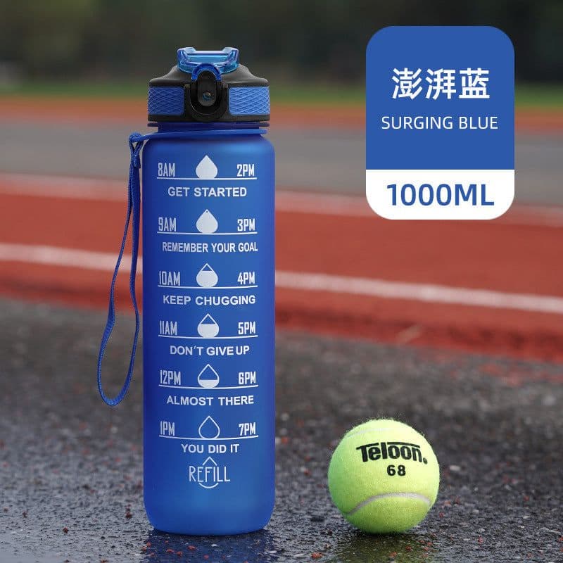 image-Cross-border explosion model gradient color frosted plastic cup outdoor large-capacity sports straw water cup time scale cup wholesale
