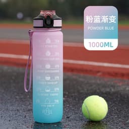 image-Cross-border explosion model gradient color frosted plastic cup outdoor large-capacity sports straw water cup time scale cup wholesale