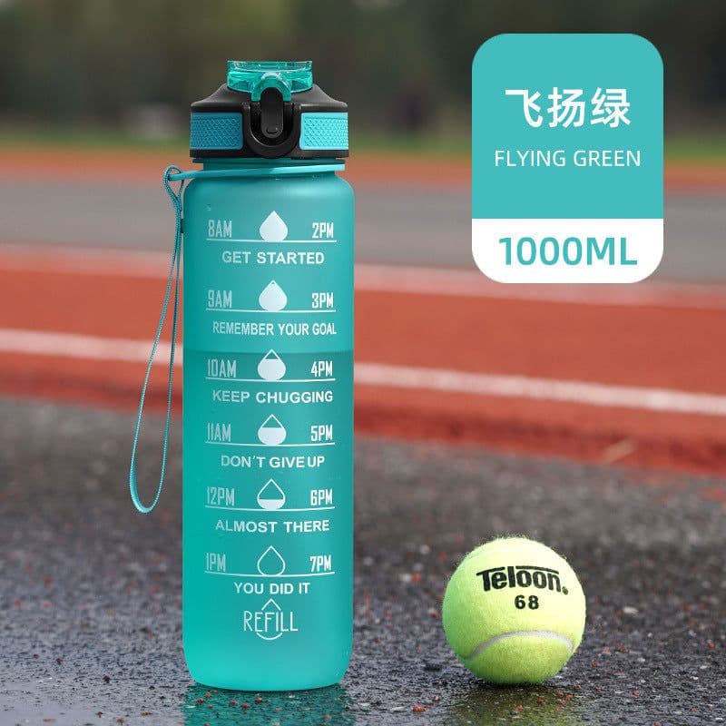 image-Cross-border explosion model gradient color frosted plastic cup outdoor large-capacity sports straw water cup time scale cup wholesale