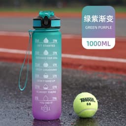 image-Cross-border explosion model gradient color frosted plastic cup outdoor large-capacity sports straw water cup time scale cup wholesale