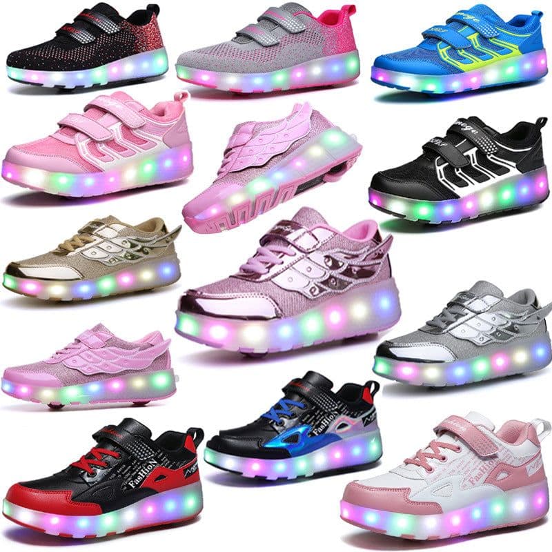 image-Manufacturers specialize in cross-border two-wheeled Heelys shoes for children, smooth roller shoes, boys and girls, skates, lights, wheel shoes