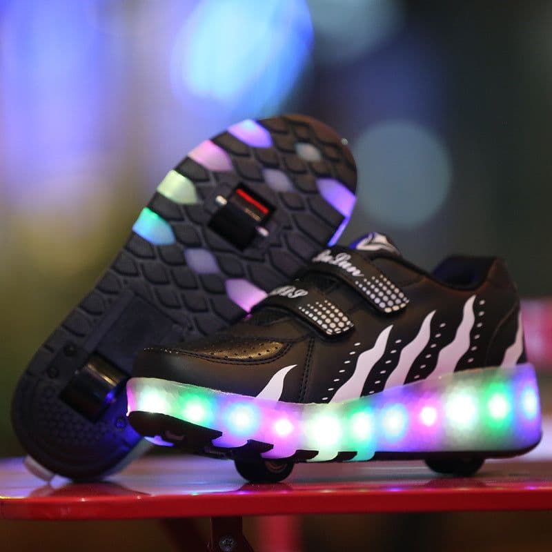 image-Manufacturers supply Heelys shoes spot wholesale boys and girls adult double roller skates LED lights shoes large quantity favorably