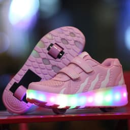 image-Manufacturers supply Heelys shoes spot wholesale boys and girls adult double roller skates LED lights shoes large quantity favorably