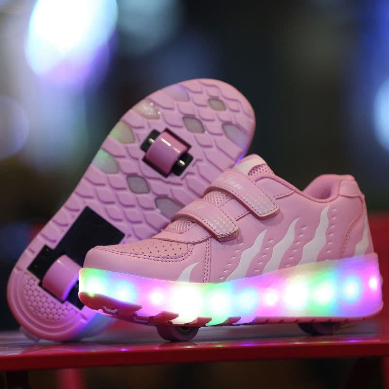 image-Manufacturers supply Heelys shoes spot wholesale boys and girls adult double roller skates LED lights shoes large quantity favorably