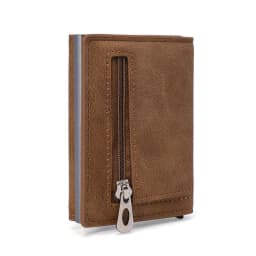 image-Cross-border RFID metal credit card box card holder business men's and women's portable card bag multi-functional seven-character pull small wallet