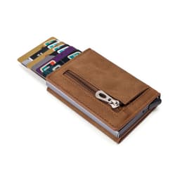 image-Cross-border RFID metal credit card box card holder business men's and women's portable card bag multi-functional seven-character pull small wallet