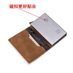 image-Cross-border RFID metal credit card box card holder business men's and women's portable card bag multi-functional seven-character pull small wallet