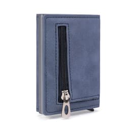 image-Cross-border RFID metal credit card box card holder business men's and women's portable card bag multi-functional seven-character pull small wallet