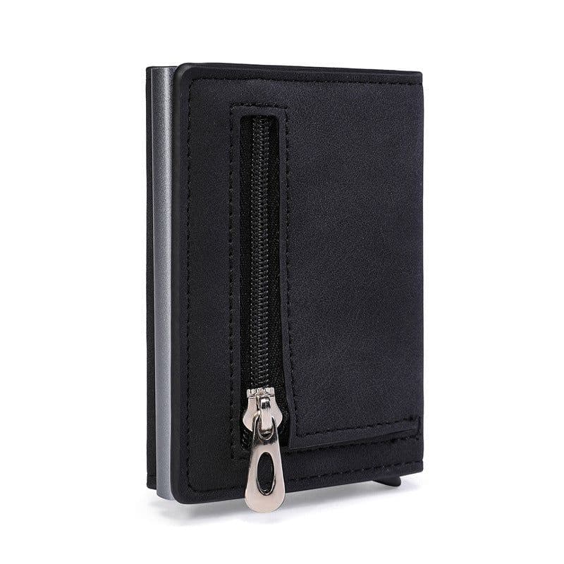 image-Cross-border RFID metal credit card box card holder business men's and women's portable card bag multi-functional seven-character pull small wallet