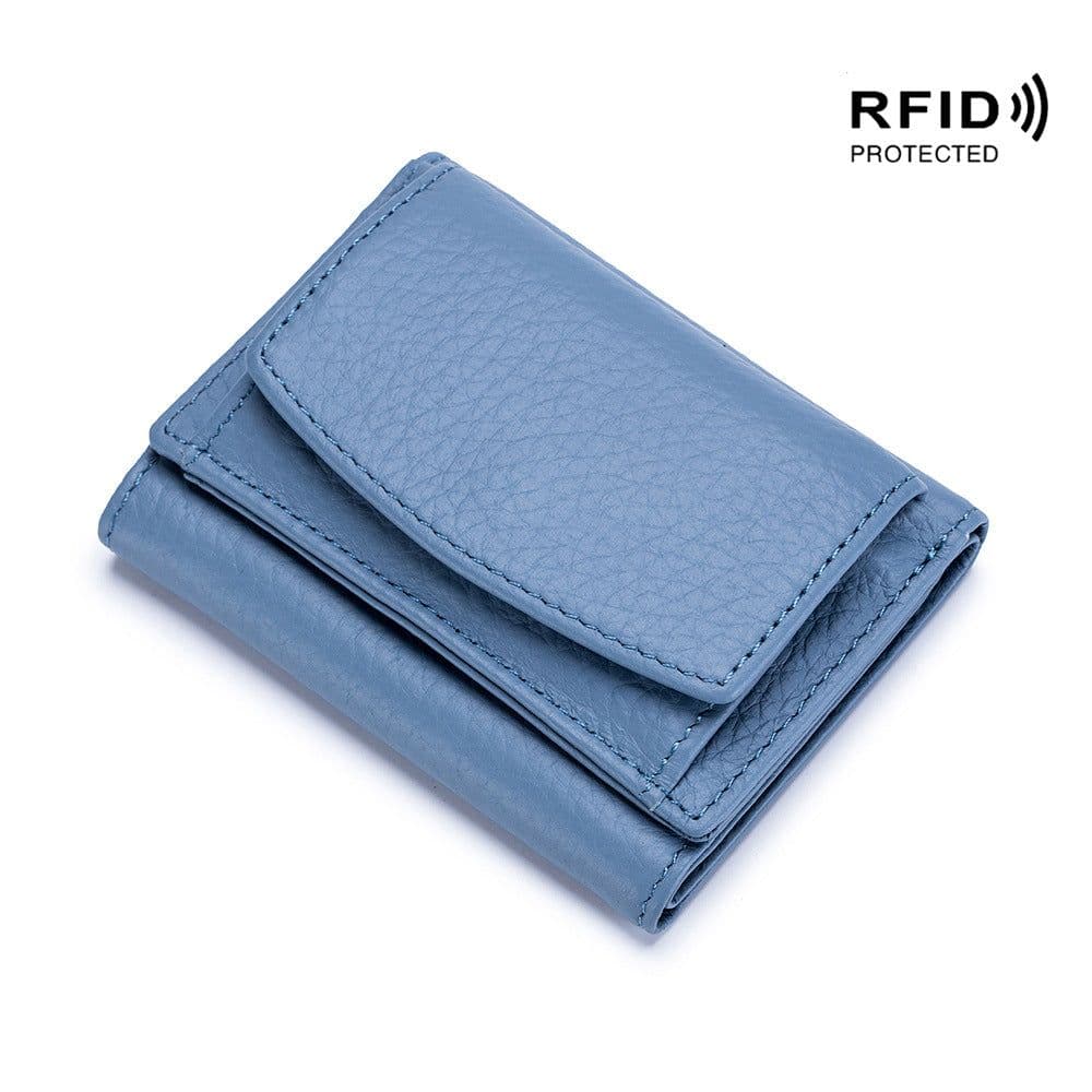 image-Small wallet women's genuine leather Japanese-style financial cloth rfid coin bag wallet foreign trade women's mini wallet short purse