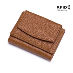 image-Small wallet women's genuine leather Japanese-style financial cloth rfid coin bag wallet foreign trade women's mini wallet short purse