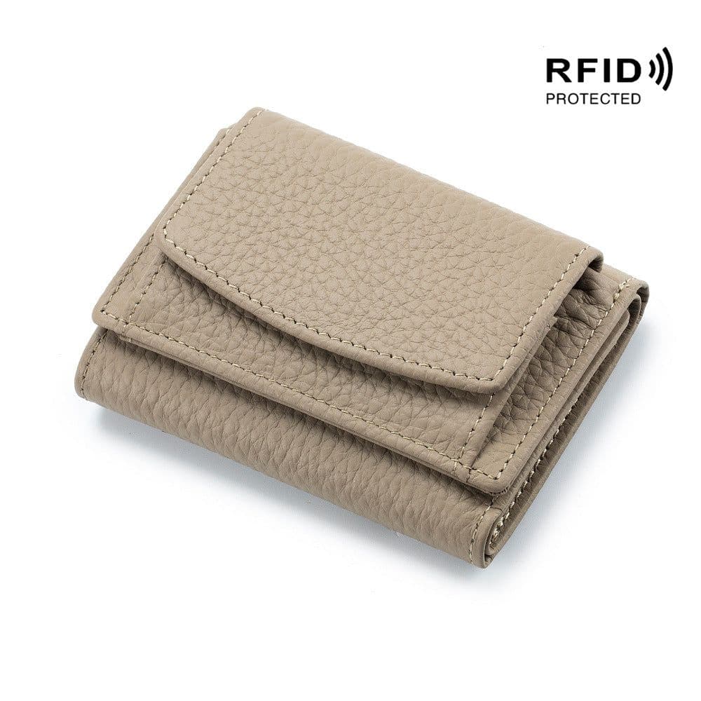 image-Small wallet women's genuine leather Japanese-style financial cloth rfid coin bag wallet foreign trade women's mini wallet short purse