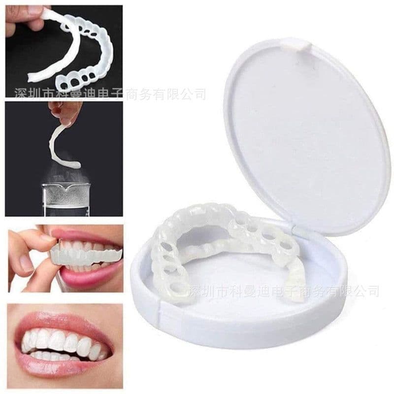 image-Upper teeth and lower teeth simulation braces non-porous braces whitening sleeves second generation silicone artificial teeth dentures factory direct sales