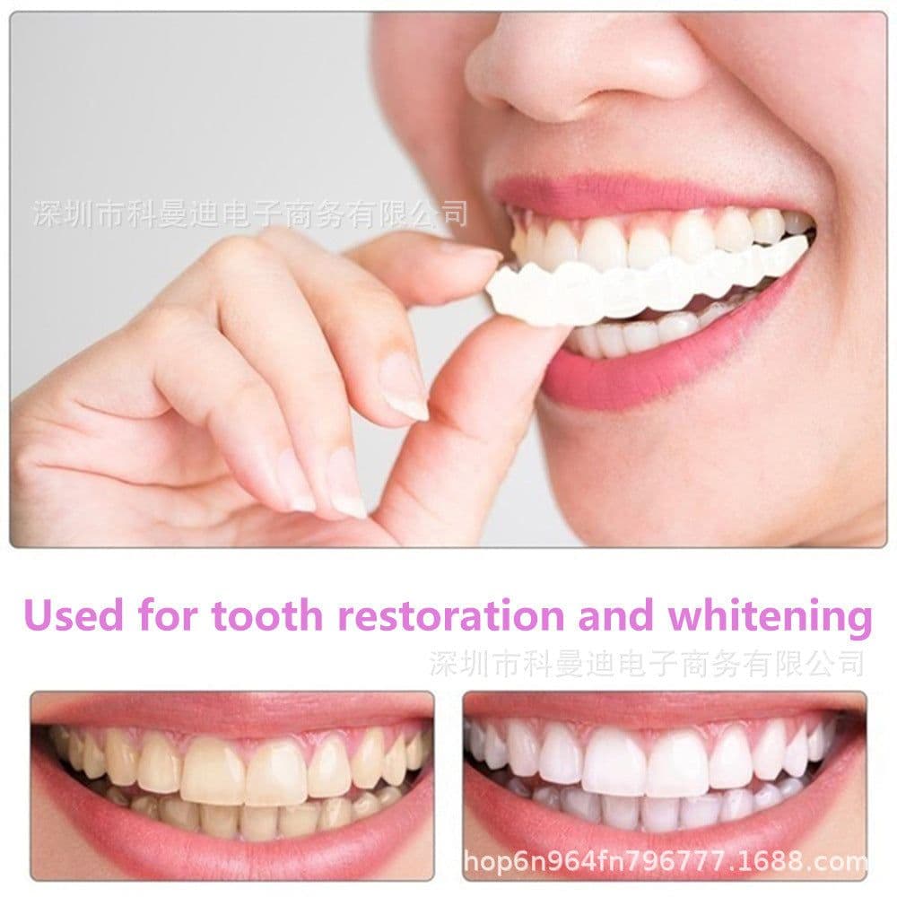 image-Upper teeth and lower teeth simulation braces non-porous braces whitening sleeves second generation silicone artificial teeth dentures factory direct sales