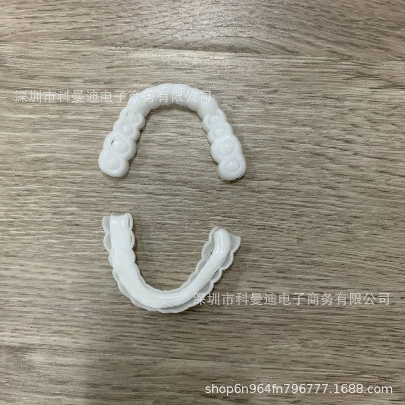 image-Upper teeth and lower teeth simulation braces non-porous braces whitening sleeves second generation silicone artificial teeth dentures factory direct sales