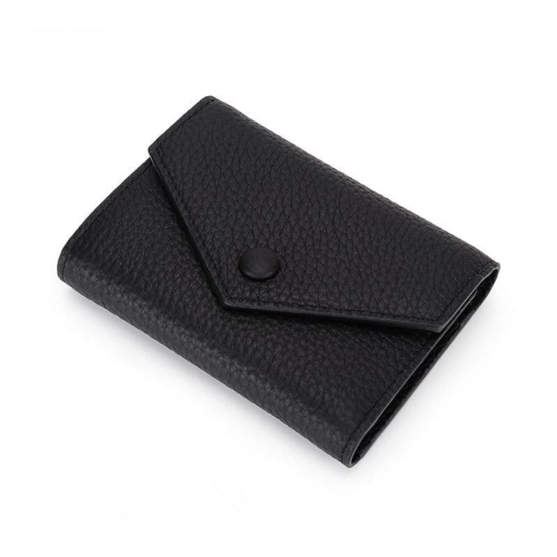 image-Leather wallet women's short simple folding tri-fold first layer cowhide wallet Japanese and Korean fashion new envelope coin purse