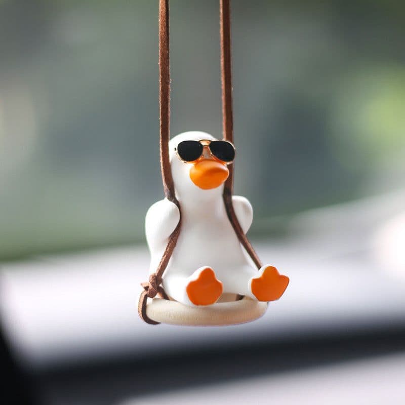 image-Cute duck car pendant swinging autumn car rearview mirror pendant pendant pendant car interior accessories female perfume handmade duck
