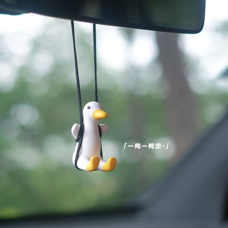 image-Cute duck car pendant swinging autumn car rearview mirror pendant pendant pendant car interior accessories female perfume handmade duck