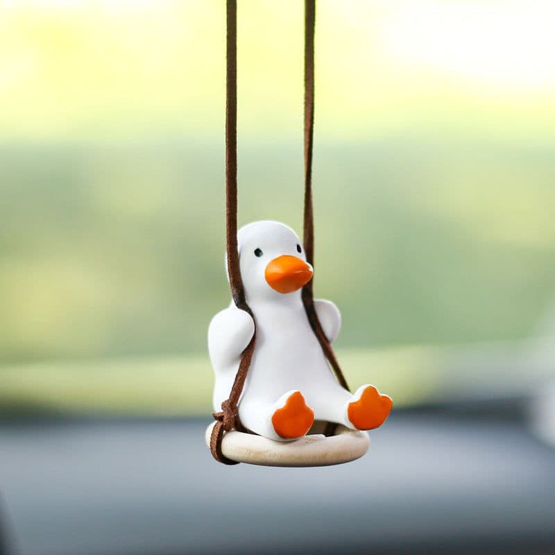 image-Cute duck car pendant swinging autumn car rearview mirror pendant pendant pendant car interior accessories female perfume handmade duck