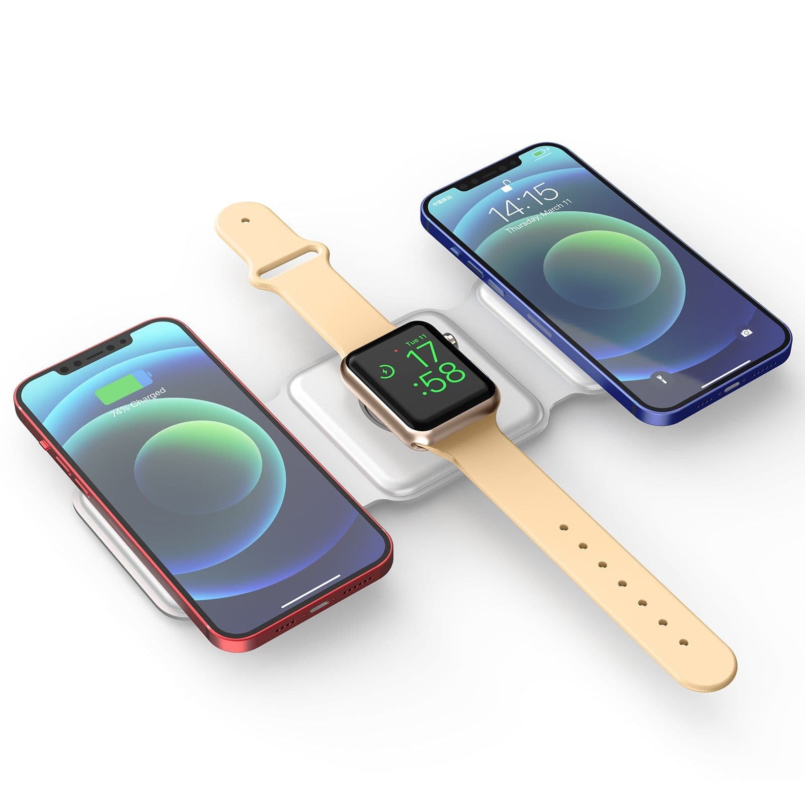 image-Three-in-one folding magnetic wireless charger Magsafe15W fast charging bracket for Apple 12 headset watch